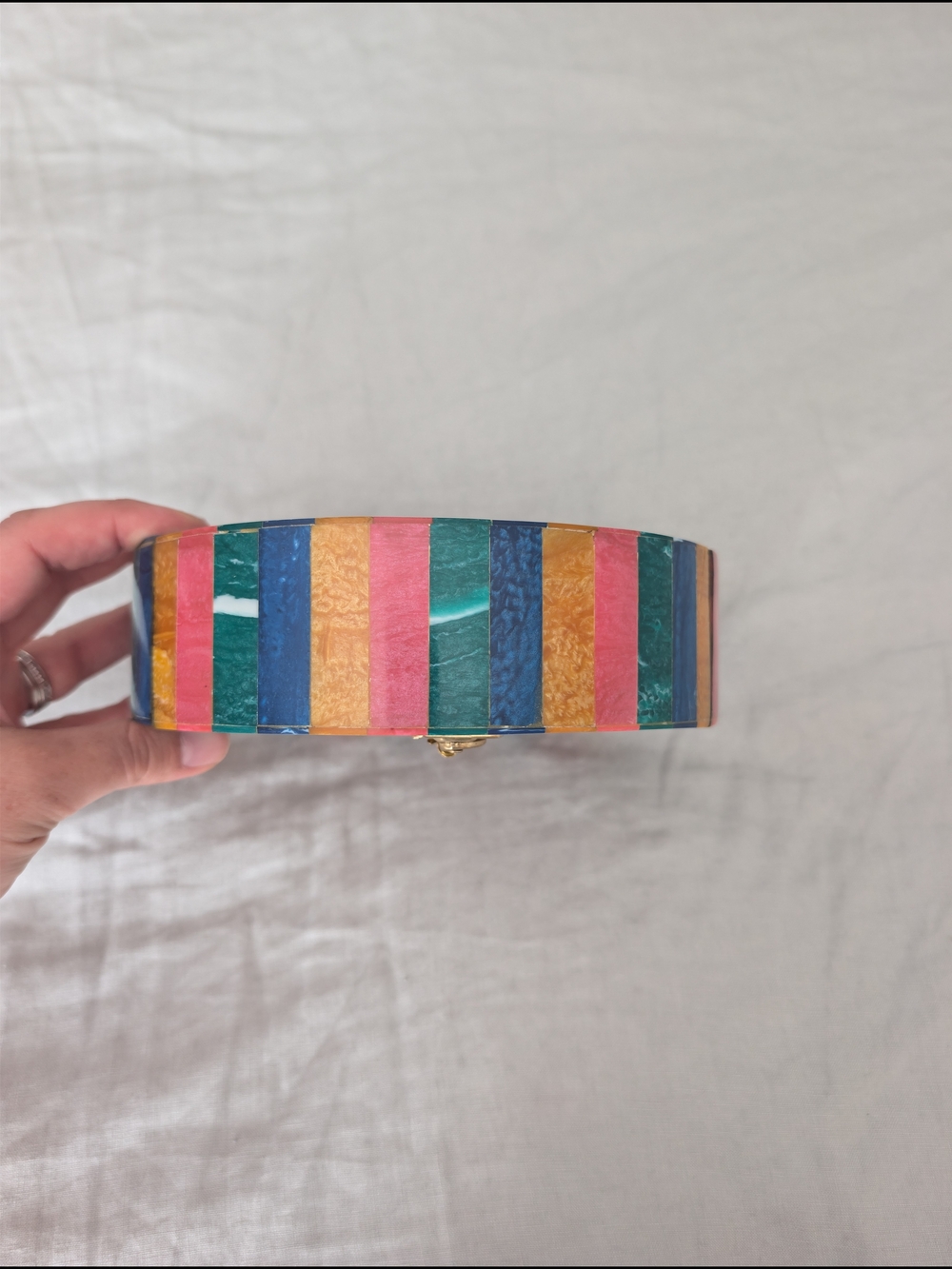 Ramla Handmade Resin Mosaic Sunburst Clutch Bag Round Multi Color Art Deco - Picture 2 of 6